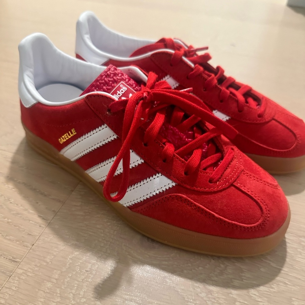 Red adidas gazelle